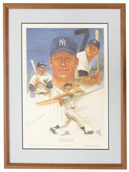 Mickey Mantle Signed & Framed Decathalon Sports Series Print With Home Run Inscription